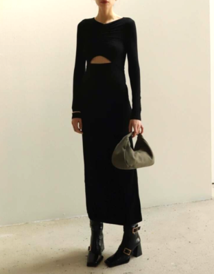 black ruched jersey dress Ruched jersey minidress in black - Wardrobe NYC