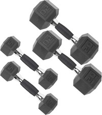 Single Dumbbell Rubber Coated Hex Dumbbell Gym, 10/12/15/20/25/30/35/40/45/50lb