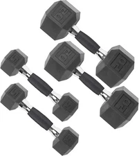 Single Dumbbell Rubber Coated Hex Dumbbell Gym, 10/12/15/20/25/30/35/40/45/50lb
