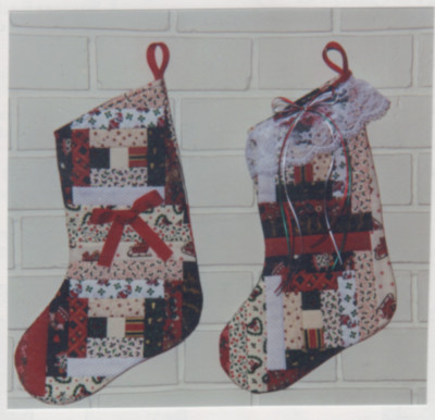 Christmas Stocking Courthouse Steps Design Sew Simple Quilted Marilyn Greene 92'