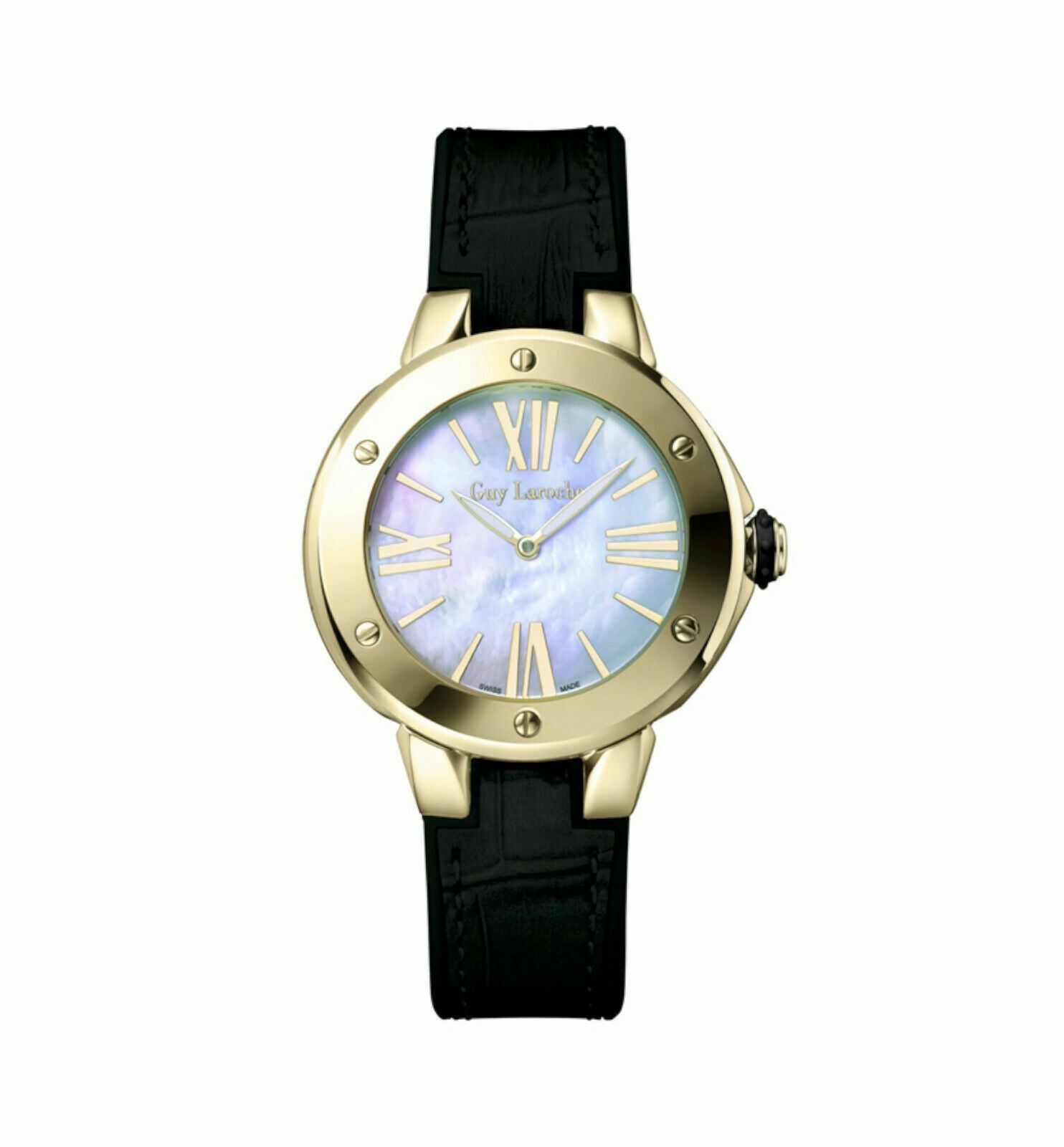 NEW Guy Laroche SL30403 Women's White Mother of Pearl Dial Black