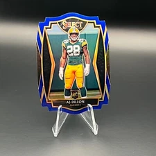 AJ Dillon 2020 Select #165 Premier Level Blue Prizm Die Cut RC Green Bay Packers