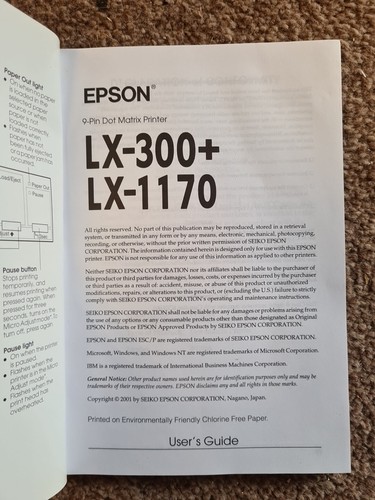 Guide de l'utilisateur Epson LX300+ - Photo 3/3