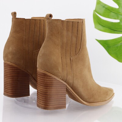 Marc Fisher Womens Oshay Boot Size 9.5 Camel Tan Suede Block Heel