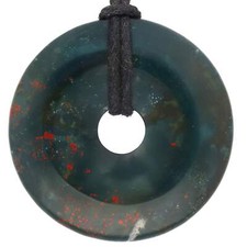 Heliotrop Donut 40 mm Anhänger mit Baumwollband | Edelsteinschmuck