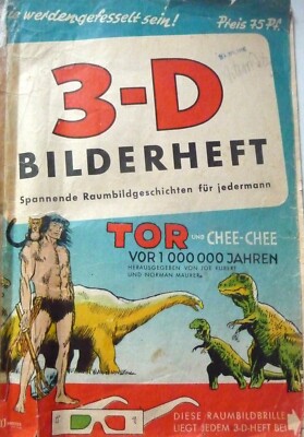 3-D Bilderheft , 1954 ! Tor und Chee-Chee,  3x Mighty Mouse + 3DBrille