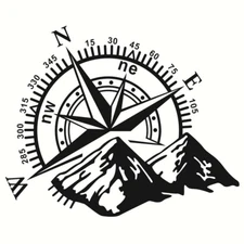 Car Hood Body Side Decal Mountain Compass Graphics Vinyl Sticker 19.6x23.6in