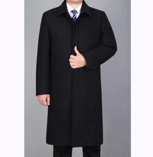 Men's Winter Wool Jacket Overcoat Trench Coat Long sleeve Cashmere Outerwear New