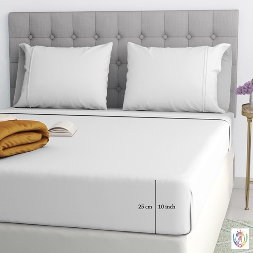 Sábanas ajustadas extra profundas de 25 cm 100 % polietileno algodón individuales doble tamaño King - Imagen 6 de 19