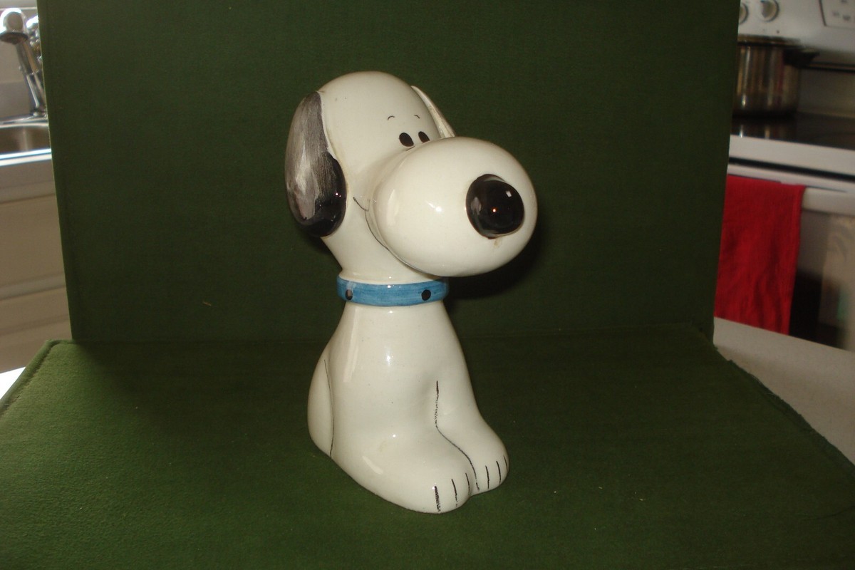 スヌーピーイタリアンバンク Vintage Snoopy Ceramic Coin Bank, Quadrifoglio,Hand Painted Italy