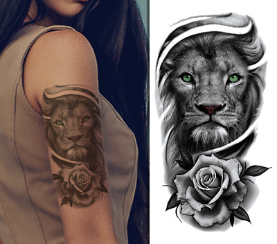 Große temporäre Tattoos gefälschte wasserdichte Körperkunst Bein Arm Brust Männer Frauen Henna