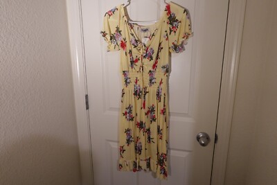 Yellow Floral Flower Dress Size S/M Dress Yuna NEW