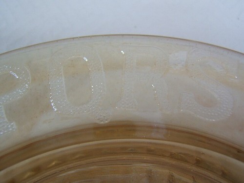 Light Amber Carnival Glass Baby's Plate w/Letters & Numbers & Stork VGC - Picture 3 of 3