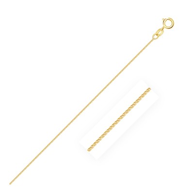 14 Karat Gelbgold diamantgeschliffene runde Weizenkette (0,60 mm)