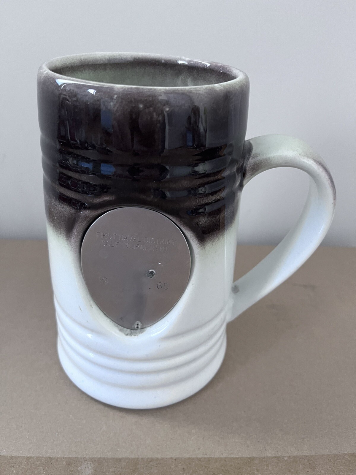 1965 First Naval golf tournament Mug Stein 7” X 3.5” Two Tone