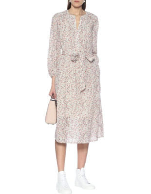 VELVET BY GRAHAM & SPENCER NWT $266 Beau Floral Belted Cotton-Blend Midi Dress S