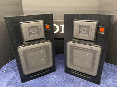 _-VERY NICE!-_ SONY APM-510 Two-Way Speakers Square Aluminum Honeycomb - RARE!
