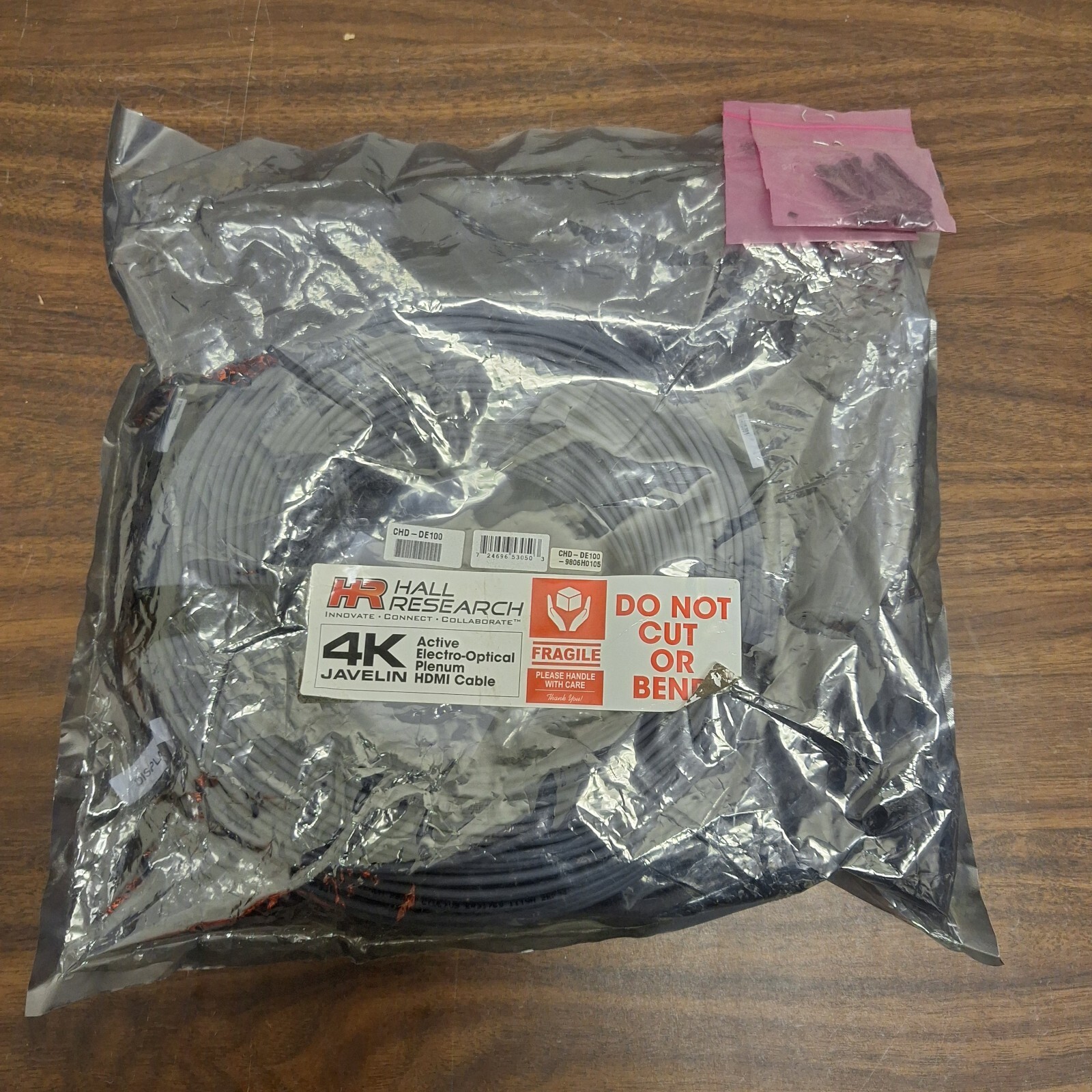 Hall Research CHD-DE100 Javelin 4K Active Electro-Optical Plenum HDMI Cable 100m