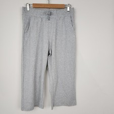NEW Willit Heather Gray Cotton Cropped Capri Yoga Pants Elastic Waist Womens M
