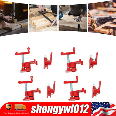 4 Pack 3/4'' Wood Gluing Pipe Clamp Set Heavy Duty PRO Woodworking Cast Iron Tool