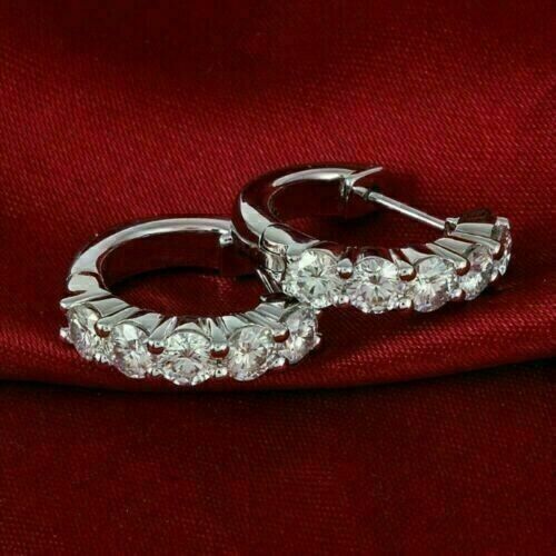 1.5Ct Lab Created VVS1 Diamond Huggie Hoop Women's Earrings White Gold Plated - Foto 1 di 5