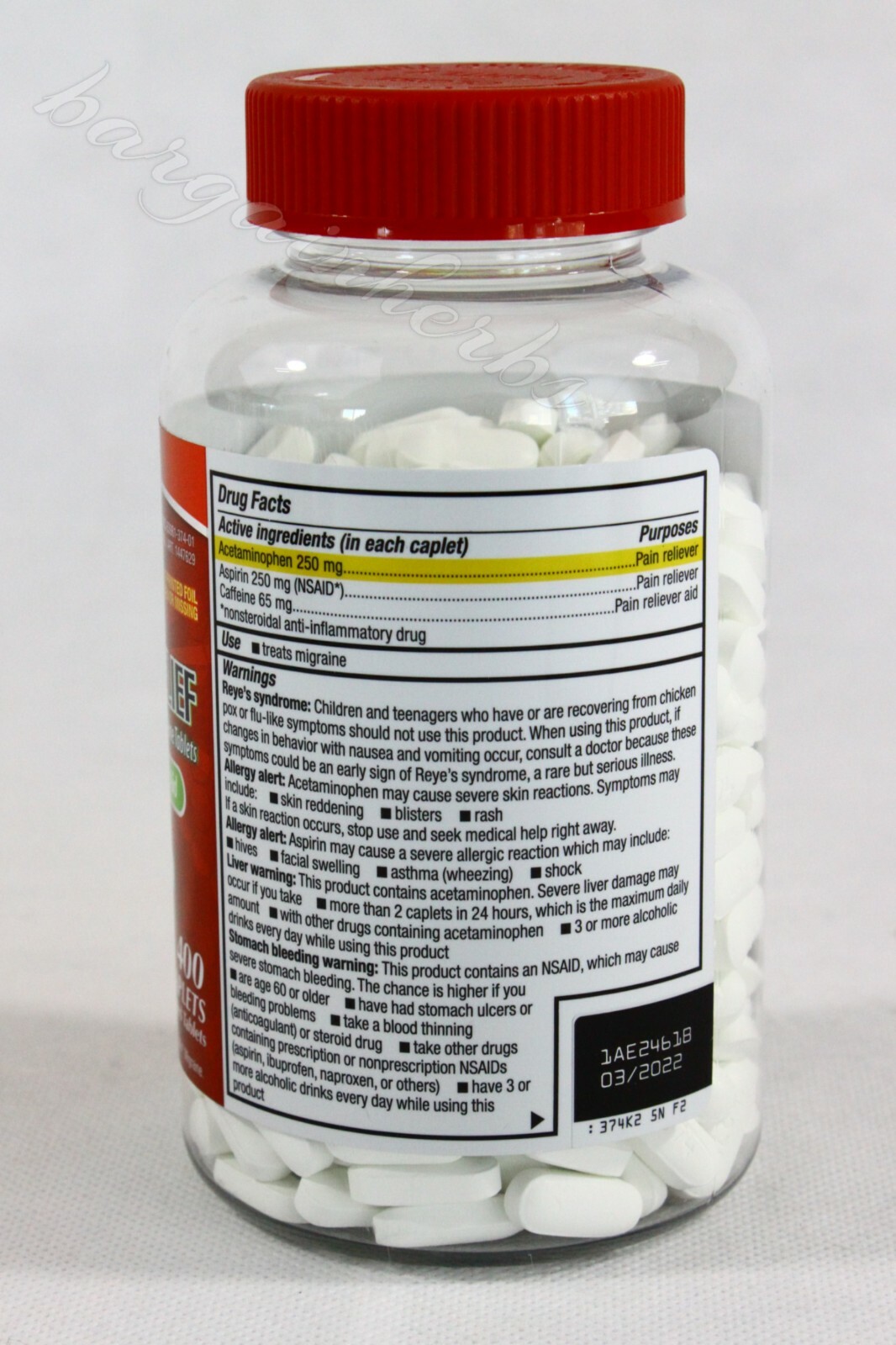 Kirkland Signature Migraine Headache Relief 400 Coated Caplets Free