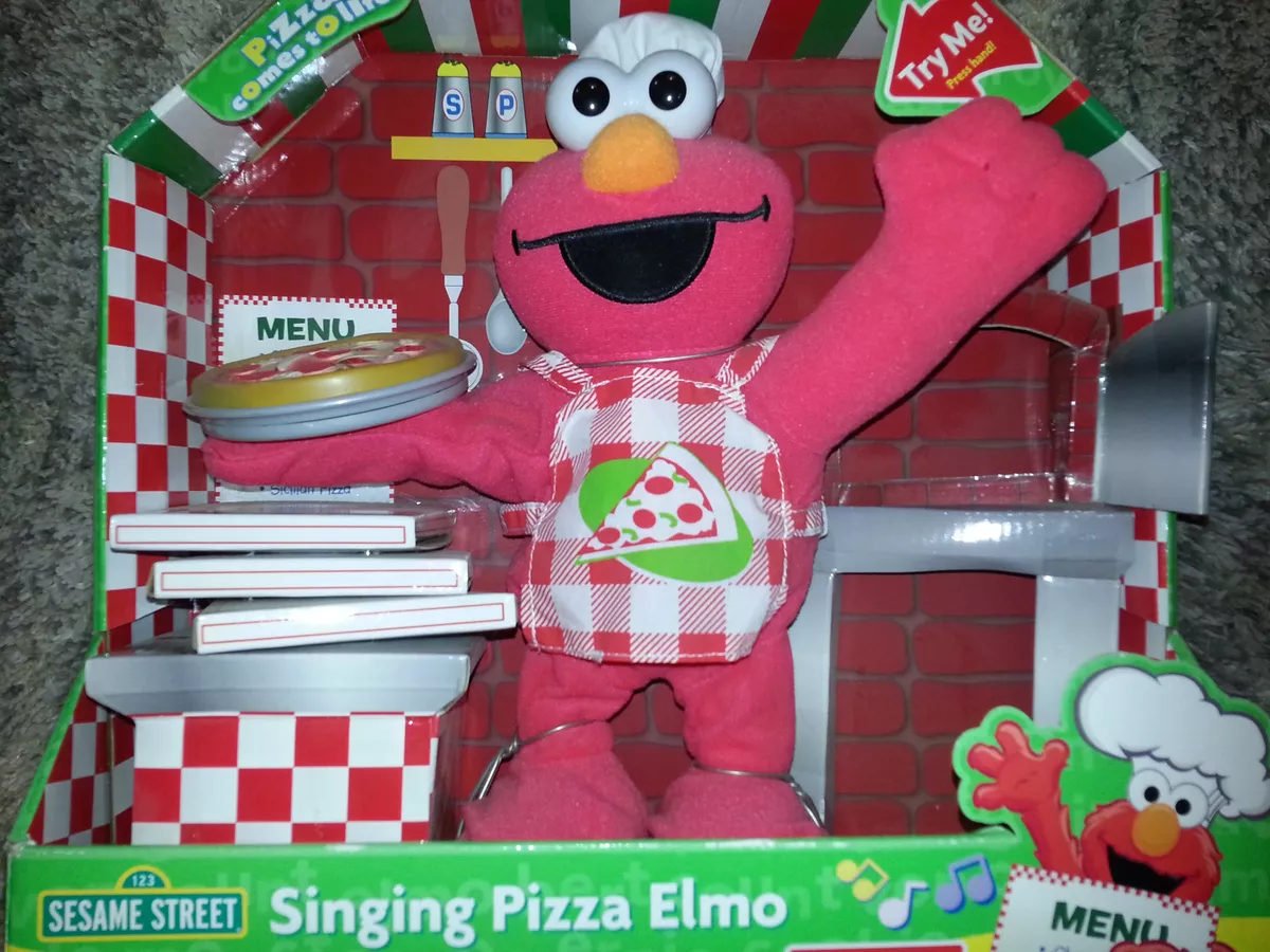 SINGING PIZZA ELMO 2007 Plush Toy SESAME STREET Fisher Price