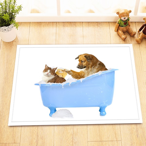 Bathroom Decor Bath Mat Shower Curtain Dog Cat In A Bathtub Bathroom Decor Bath Mat Shower Curtain Dog Cat In A Bathtub Waterproof Fabric Hover To Zoom