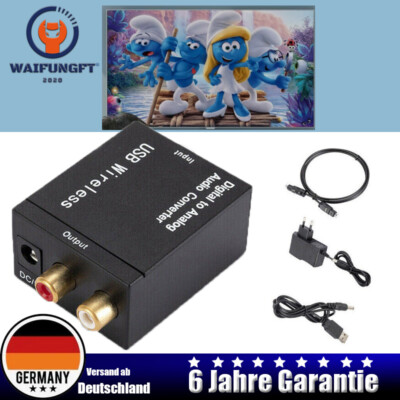 Audio Konverter Digital Analog Wandler Koaxial Optischer zu Analog Stereo Audio