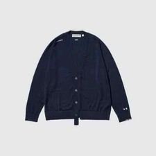 Cardigan Uniqlo Femme Taille 38 (EU) - Bleu - Laine - Coupe Décontractée - Occasion
