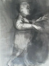 John Barnes Dobbs Original Signed  Ink Wash Watercolor "Man Sleepwalking" 1965