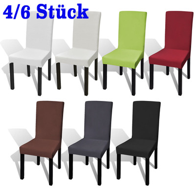 4/6Stk Elastic Esszimmer Chair Cover Sitzbezüge Stuhl Schutzhüllen Stuhlbezug DE