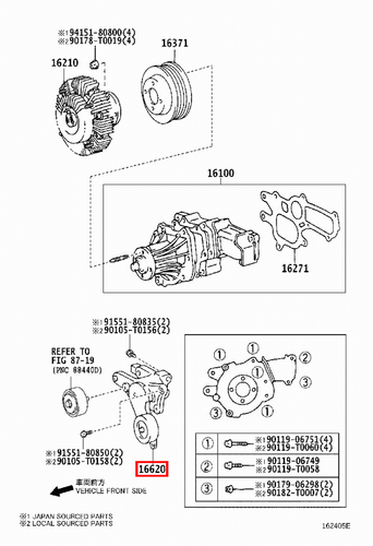 Genuine Hilux KUN36 KUN35 KUN26 KUN25 KUN16 KUN15 2KD 1KD Drive Belt Tensioner - Bild 17 von 20