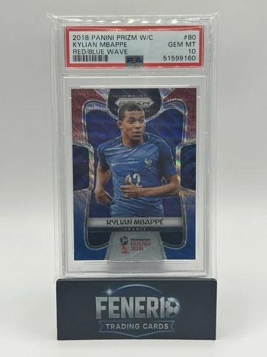 2018 Panini Prizm World Cup Kylian Mbappe #80 Red/Blue Wave (RC) PSA 10