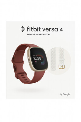 Fitbit Versa 4 Fitness Smartwatch Bundle Beet /Copper Rose-2 Band bundle- NEW