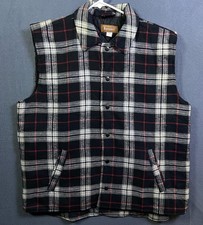 Vintage The Haband Tailgater Vest Mens Medium Multicolor Plaid Quilted Lined