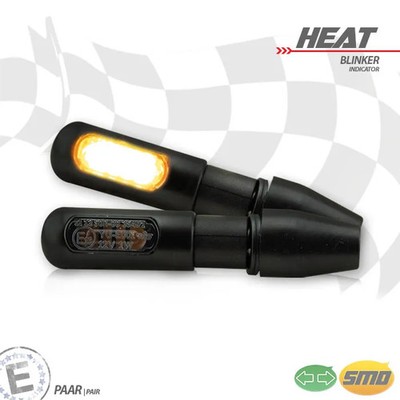 SMD-Blinker Heat getönt M8 Alu schwarz Ø 15xT 46mm E-geprüft