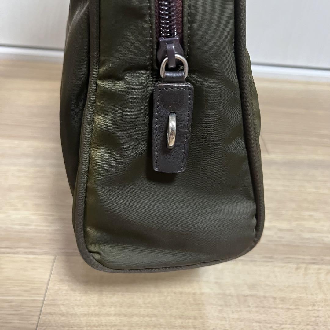 PRADA Tessuto Sport Logo Tote Bag B8495 Khaki Nylon Leather Medium
