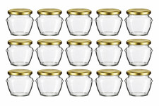 15 Barattoli in Vetro Orcio per Marmellate 106 ml Vasetti Bomboniere + Tappo Oro