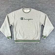 Champion Sweatshirt Mens Medium Gray Reverse Weave Crewneck Spellout Streetwear