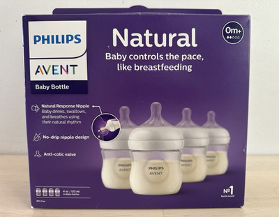 Philips AVENT Natural Baby Bottle Set 4x 125ml Anti-Colic Wide Neck BPA-Free