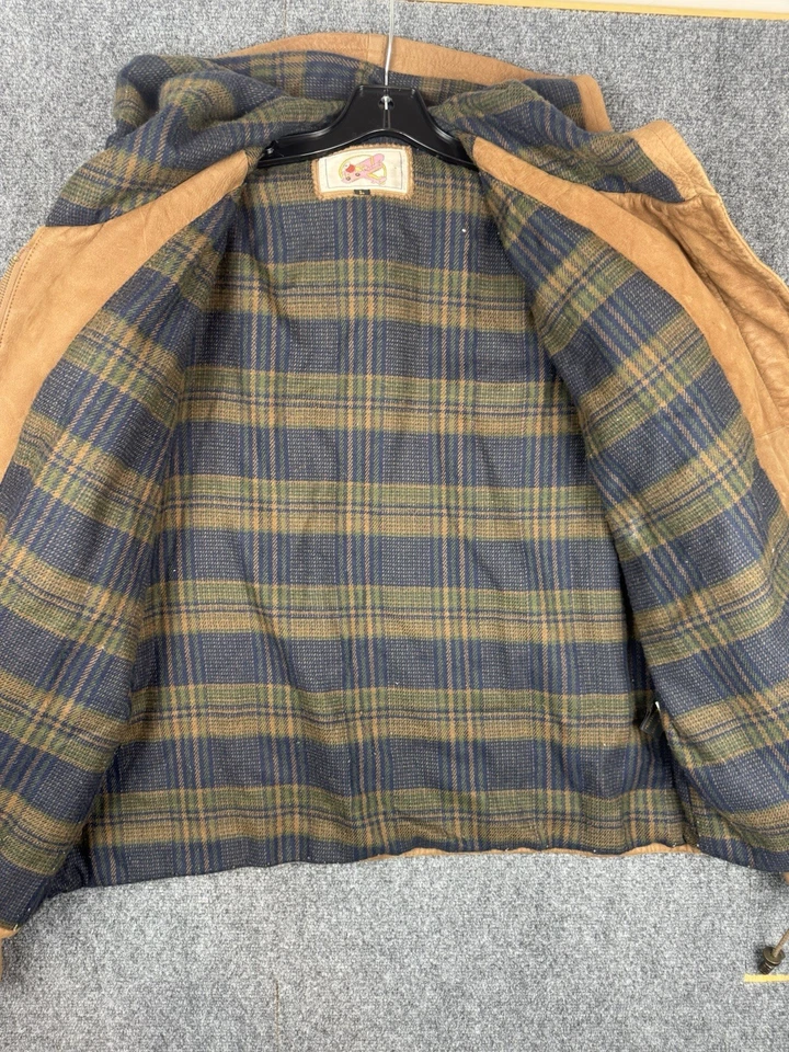 Chaqueta Bomber Vintage Adler Marrón Cuero Genuino Palanca Para Hombre’s L Cremallera Completa Con Capucha Foto 2 de 4