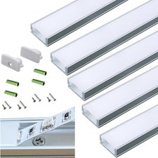 LED Strip U Channel Diffuser 5 Pack 3.3FT 100CM Aluminum Track Low Profile