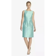 Alfred Sung Aqua Blue Sleeveless Bow Back Party Cocktail #D522