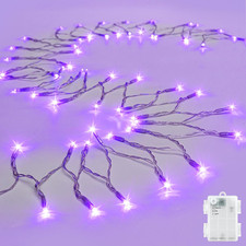 Purple Fairy Lights 9.8ft 30 LED Battery Operated Timer Clear Wire Waterproof