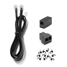 6ft Telephone Extension Cord Black RJ11 Phone Cable with Clips Coupler