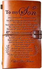 Son Gifts from Mom, To My Son Leather Travel Journal 140 Pages, Birthday