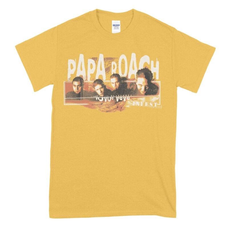 Футболка с изображением Папы Роуча Herren Heads gelb Band-Товары, Группы