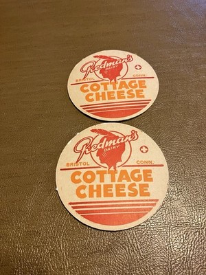 Lot of 2 Redman s Dairy Bristol,Conn.Cottage Cheese Cap
