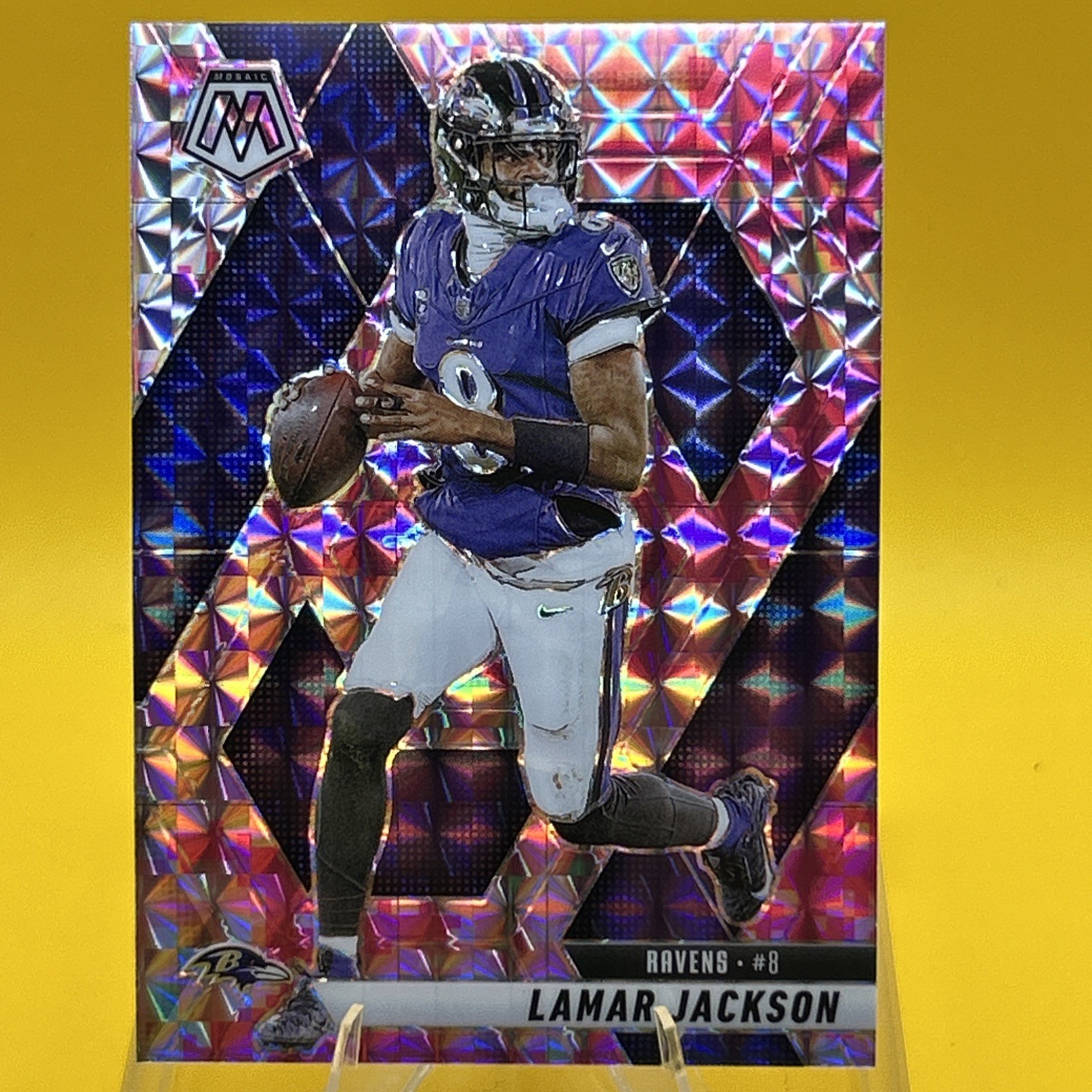 2025 Panini Mosaic - Lamar Jackson #3 Camo Pink Mosaic Prizm